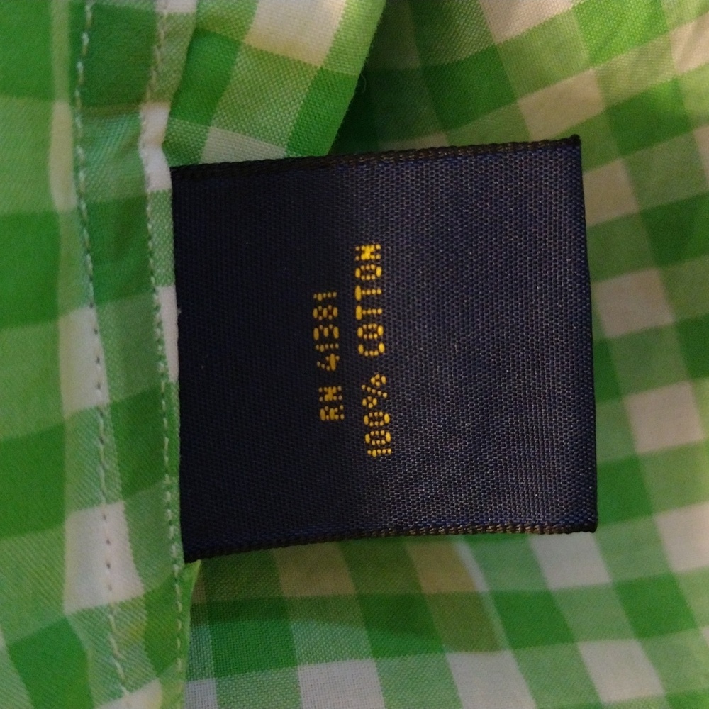 Polo Ralph Lauren green white plaid rounded hem cotton women's small Blouse - Picture 10 of 10